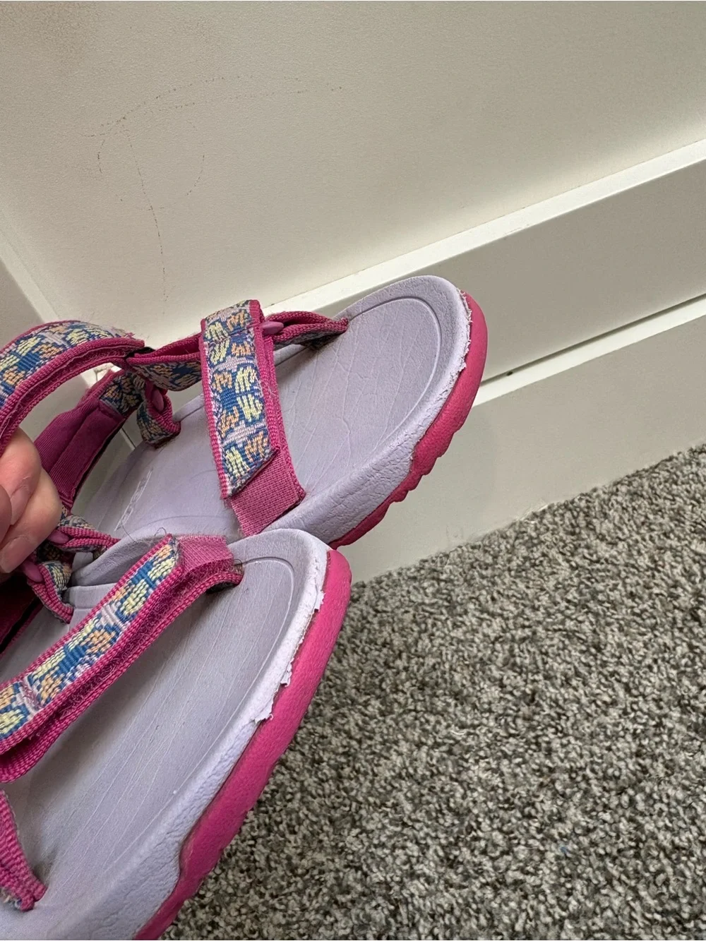 Teva Kids Pink Patterned Velcro Strap Sandals Ultra Comfy Size 13c